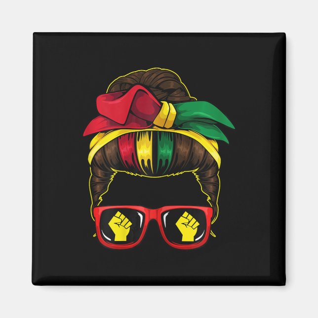 Aimant Messy Bun Power Fist Junetdix Melanin African Am (Devant)