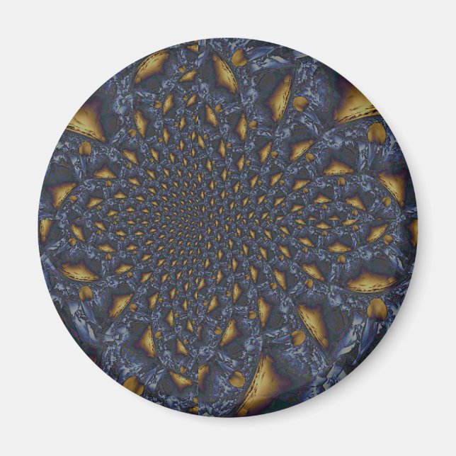 Aimant Métal Moulé or et argent bleu (Devant)