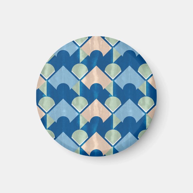Aimant Metallic blue geometric diamond shapes  (Devant)
