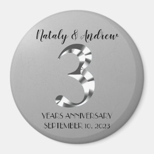 Aimant Metallic Silver Third Wedding Anniversary