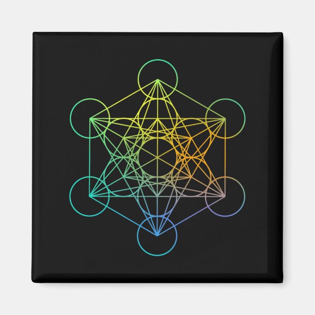 Aimant Metatrons Cube Sacred Geometry Funny Family Retro  (Devant)