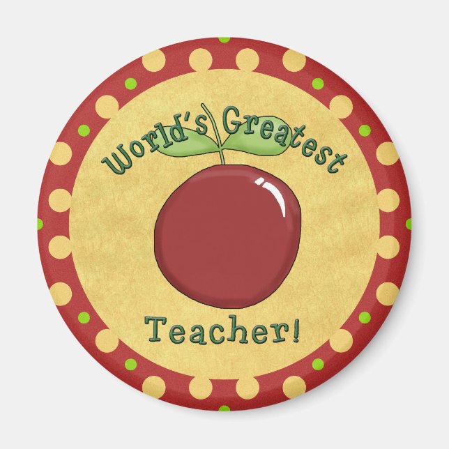 Aimant Mete World's Greatest Teacher with Apple & Dots (Devant)