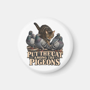 Aimant Mettre le chat parmi les pigeons Vintage Tabby Cat