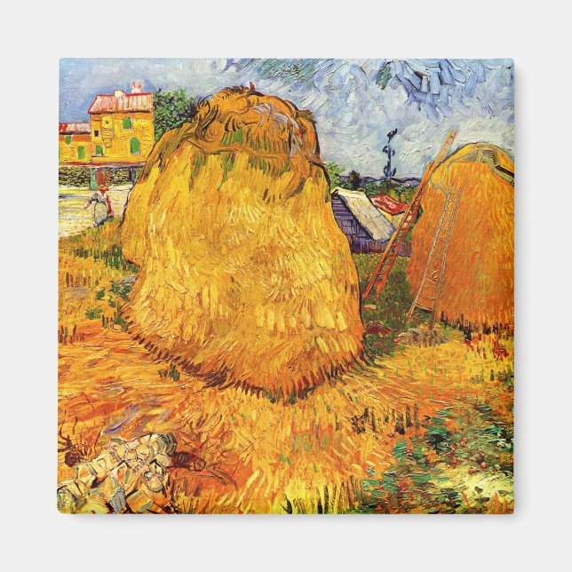 Aimant Meules de foin en Provence par Vincent van Gogh (Devant)
