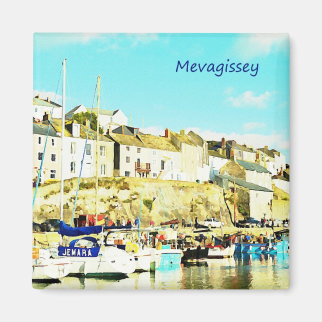 Aimant Mevagissey Cornwall Angleterre Aquarelle (Devant)