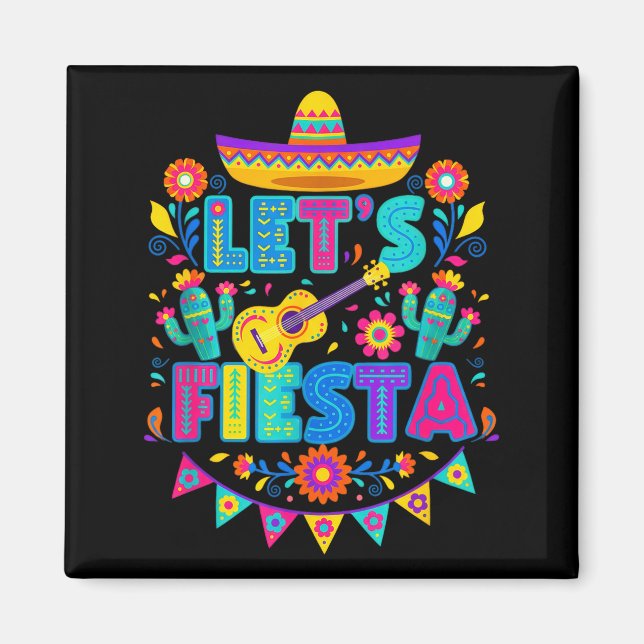Aimant Mexicain Fête Florale Art Populaire Cinco De Mayo  (Devant)