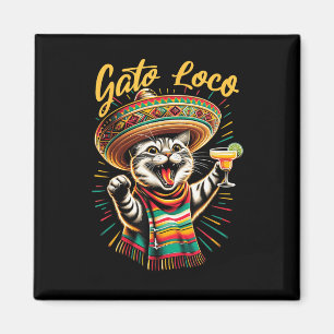 Aimant Mexicaine Gato Loco Sombrero Cat Cinco De Mayo Drô