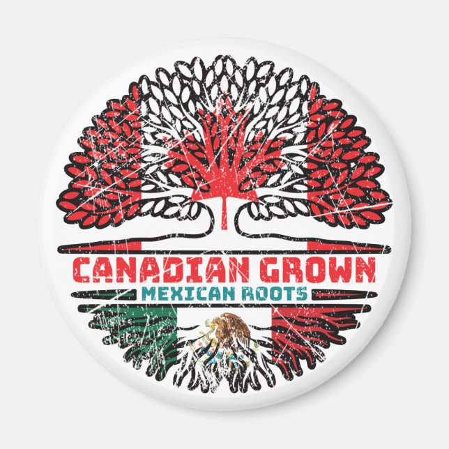Aimant Mexique Mexique Canada drapeau des racines d'arbre (Devant)