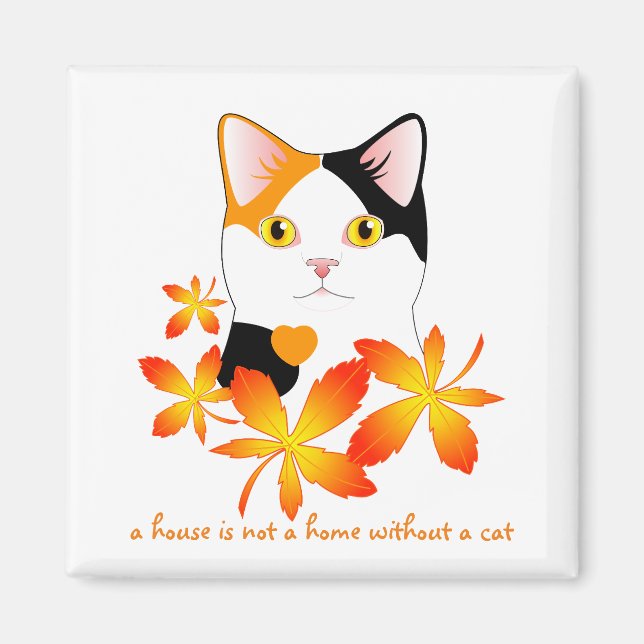 Aimant Mi-Ke Japonais Bobtail Cat érable Feuille mignonne (Devant)