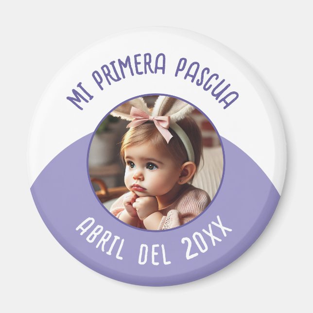 Aimant Mi Primera Pascua con Foto y Año (Devant)