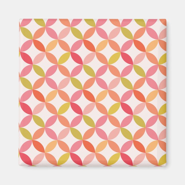 Aimant Mi-siècle moderne rose rouge orange Cercles (Devant)