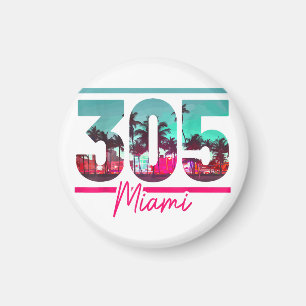 Aimant Miami 305 Indicatif régional Floride Palmiers Vint