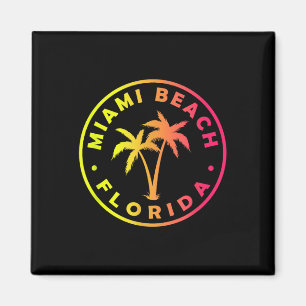 Aimant Miami Beach Florida Colorée Palm Tree Tie Dye Boy