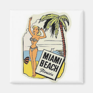 Aimant Miami Beach Floride épingle fille voyage vintage