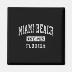 Aimant Miami Beach Floride Fl Vintage Sports Établis