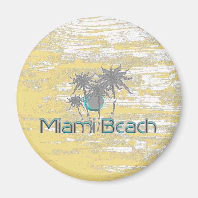 Aimant Miami-Beach, Floride, Palms, Grunge Cool (Devant)