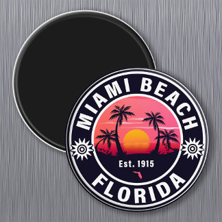 Aimant Miami Beach Floride Retro Sunset Souvenirs 60s