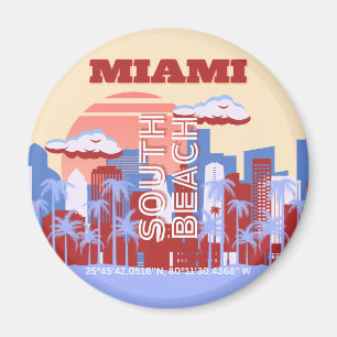Aimant Miami Beach, Miami Travel Art, Retro