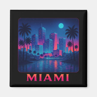 Aimant Miami Moonrise - Ligne d'horizon néon