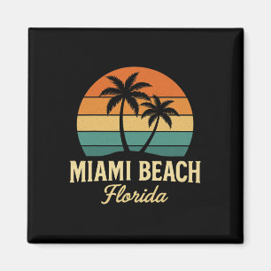 Aimant Miami Palm Floride Coucher de soleil vintage Palmi
