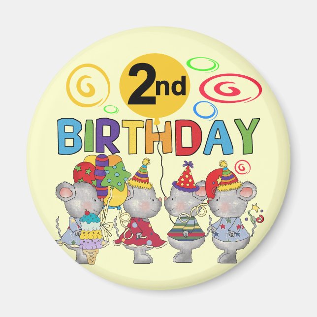 Aimant Mice 2e anniversaire T-shirts et cadeaux (Devant)