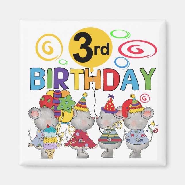 Aimant Mice 3e anniversaire T-shirts et cadeaux (Devant)