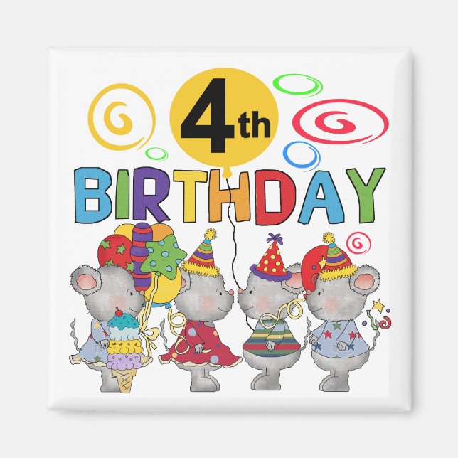 Aimant Mice 4th Birthday T-shirts et cadeaux (Devant)