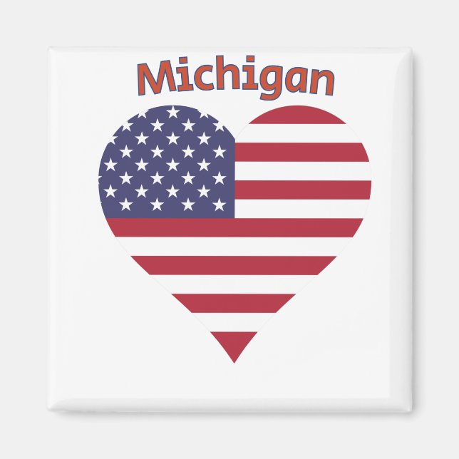 Aimant Michigan American Flag Heart (Devant)