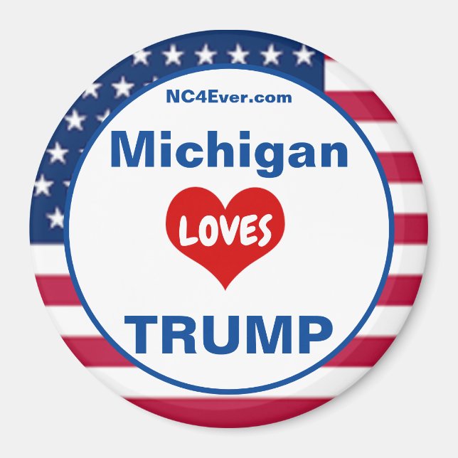 Aimant Michigan LOVES TRUMP Patriotic Frigo (Devant)