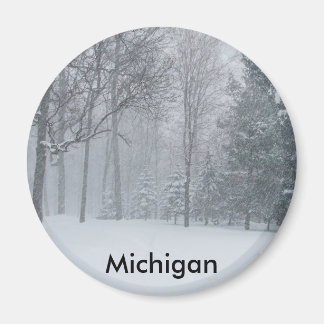Aimant Michigan MI Neige Hiver Sur La Scène Des Arbres