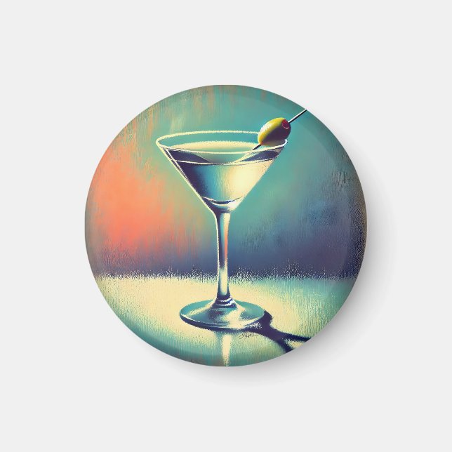 Aimant Mid Century I Love The Blues Martini Art (Devant)