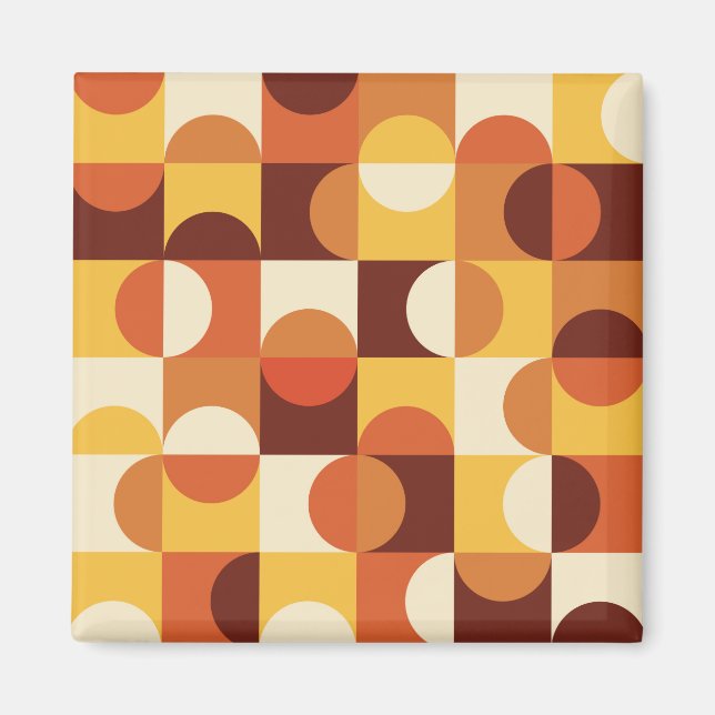 Aimant Mid Century Moderne demi cercles jaune et orange (Devant)