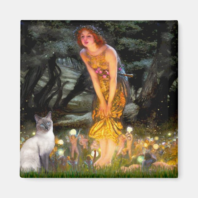 Aimant MidEve - Chat siamois bleu point (Devant)