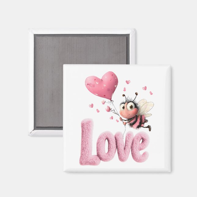 Aimant Mignon Abeille Douce Rose Amour Ballon en Forme de (Recto/Verso)
