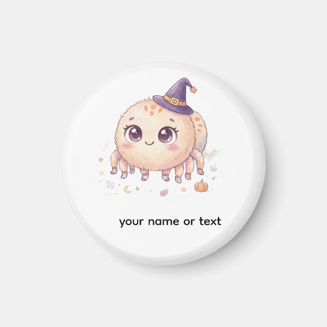 Aimant Mignon araignée duveteuse Halloween avec chapeau d (Devant)