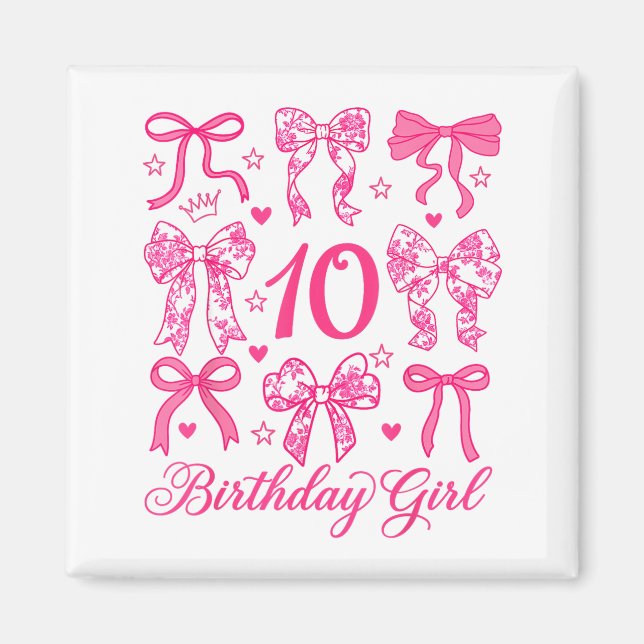 Aimant Mignon arc coquette 10 ans anniversaire filles 10  (Devant)