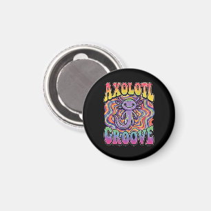 Aimant Mignon Axolotl Hippie Groovy Art Rétro 70s Arc-en-