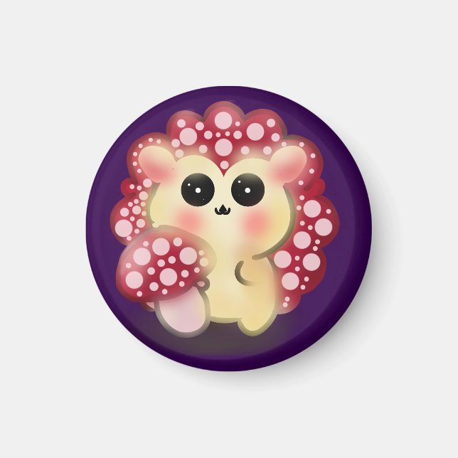 Aimant Mignon Champignon Rouge Kawaii Hérisson Toadstool  (Devant)