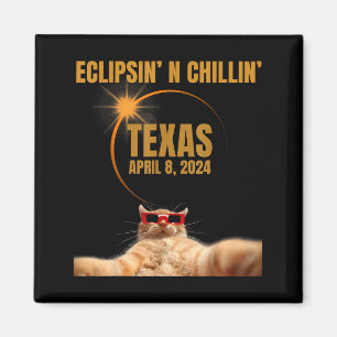 Aimant Mignon Chat de l'Éclipse Solaire Totale Texas