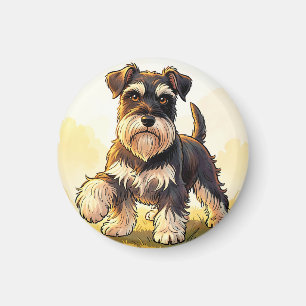 Aimant Mignon chiot schnauzer sel et poivre