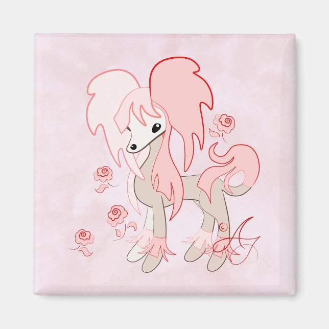 Aimant Mignon Crested Chinois Rose Pastel (Devant)