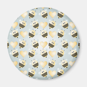 Aimant mignon de coeurs de miel d'abeilles