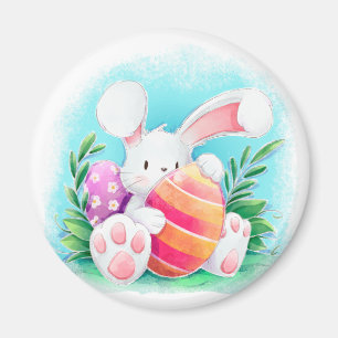 Aimant mignon de l'aquarelle   de lapin de Pâques