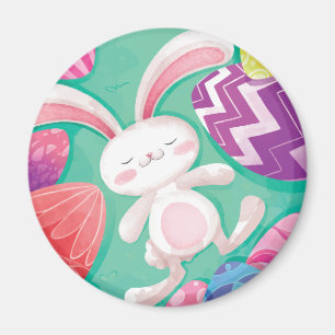 Aimant mignon de l'aquarelle   de lapin de Pâques