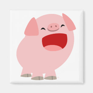 Aimant mignon de porc de chant de bande dessinée