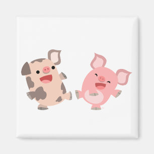 Aimant mignon de porcs de bande dessinée de danse