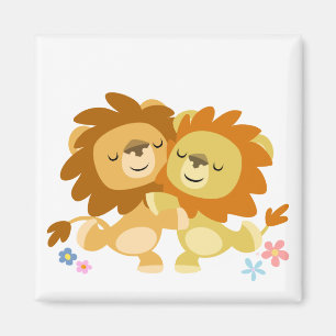 Aimant mignon de tango de deux lions de bande