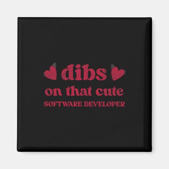 Aimant Mignon Drôle Saint Valentin Développeuse Logiciell (Devant)
