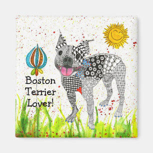 Aimant mignon et coloré 2" de Boston Terrier
