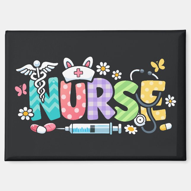 Aimant Mignon infirmière de Pâques humour médical (Recto)